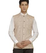 Men'S Beige Cotton Nehru Jacket