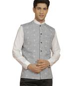  men's gray cotton nehru jacket