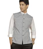 Men'S Gray Cotton Nehru Jacket