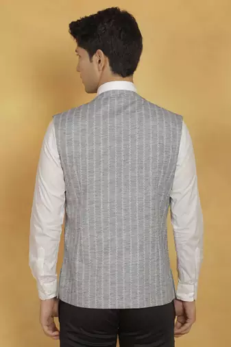 Men'S Gray Cotton Nehru Jacket