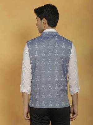 Men'S Blue Cotton Kurta 3