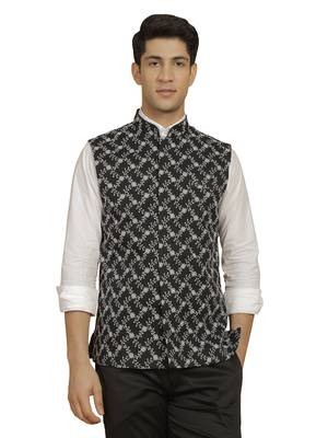 Black Cotton Nehru Jacket 1