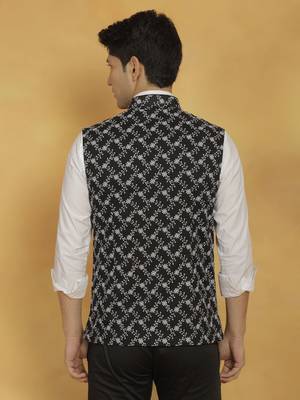 Black Cotton Nehru Jacket 3