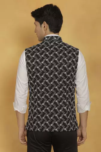 Black Cotton Nehru Jacket