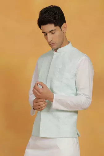  men's grean cotton nehru jacket