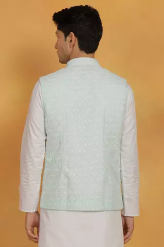  men's grean cotton nehru jacket