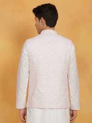  men's pink cotton nehru jacket 3