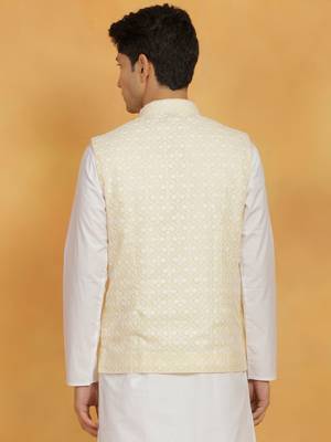  yellow cotton nehru jacket 3