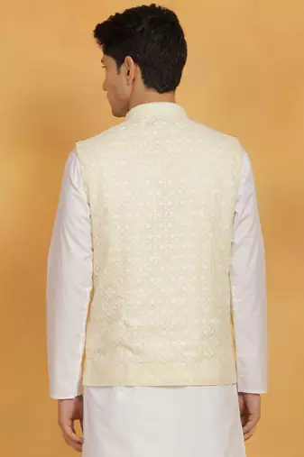 yellow cotton nehru jacket