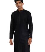 Men'S Black Cotton Kurta
