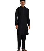 Black And White Cotton Kurta Pyjama Set