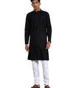 Black And White Cotton Kurta Pyjama Set