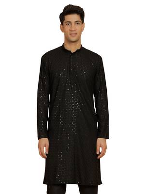 Black Cotton Blend Kurta 2