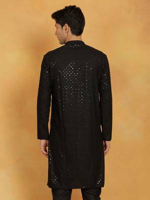 Black Cotton Blend Kurta 3