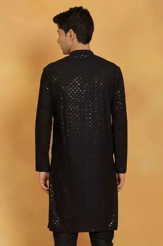 Black Cotton Blend Kurta