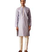 Aqua Silk Blend Kurta Pyjama Set