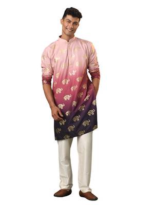  purple rayon kurta pyjama set 1