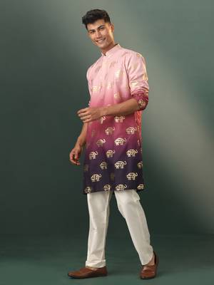  purple rayon kurta pyjama set 2