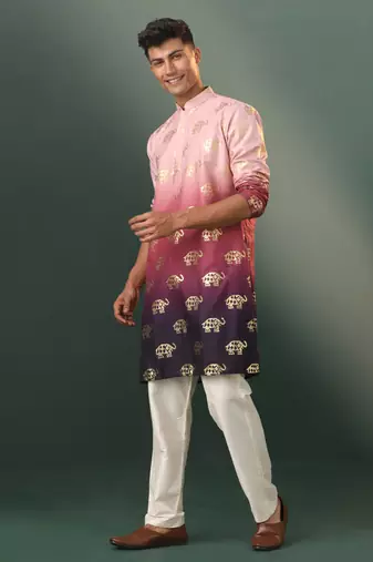  purple rayon kurta pyjama set