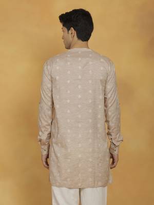 Men'S Beige Cotton Kurta 3