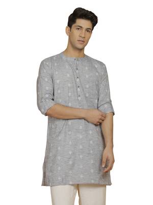 Men'S Gray Cotton Kurta 1