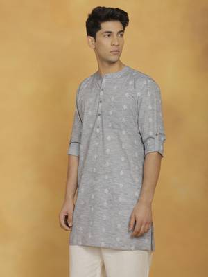 Men'S Gray Cotton Kurta 2