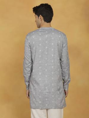 Men'S Gray Cotton Kurta 3