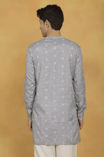 Men'S Gray Cotton Kurta
