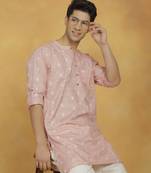 Men'S Pink Cotton Kurta