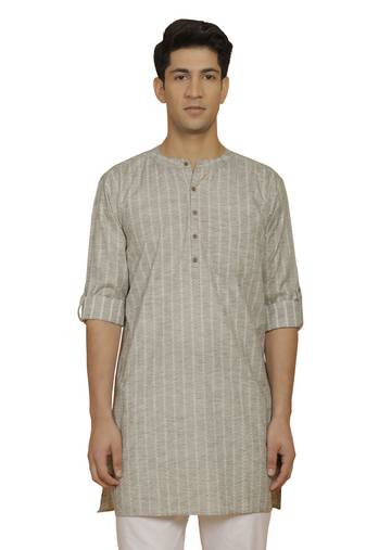 Men'S Green Cotton Kurta