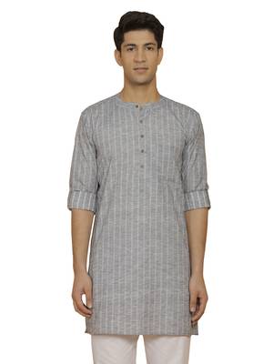 Men'S Gray Cotton Kurta 1