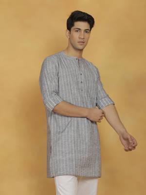 Men'S Gray Cotton Kurta 2