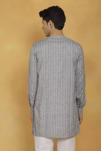 Men'S Gray Cotton Kurta