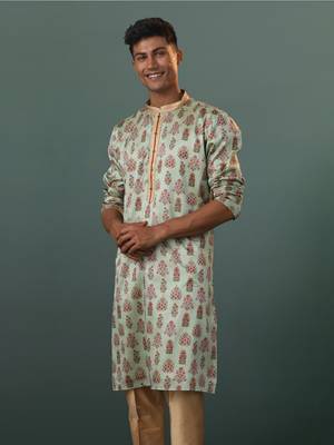 Aqua Silk Blend Kurta 2