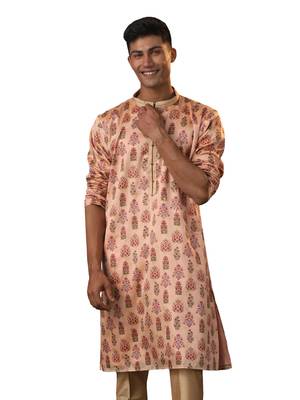 Peach Silk Blend Kurta 1