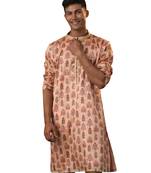 Men'S Peach Silk Blend Kurta