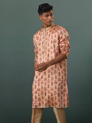 Peach Silk Blend Kurta 2
