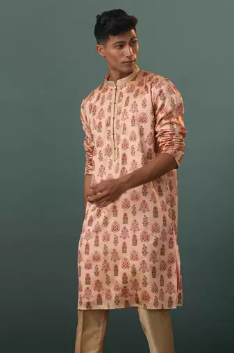 Peach Silk Blend Kurta