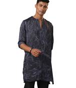 Gray Cotton Blend Kurta