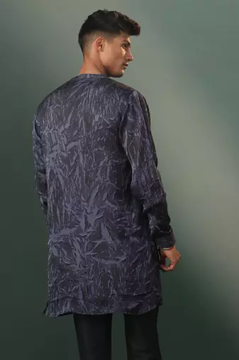 Gray Cotton Blend Kurta