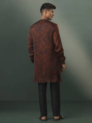 coffe and black cotton blend kurta pyjama set 3