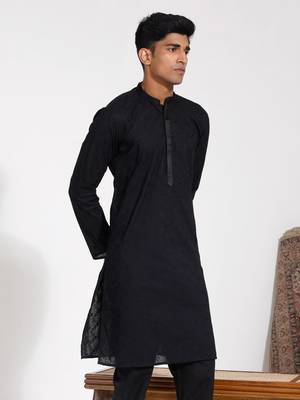 Black Cotton Kurta 2