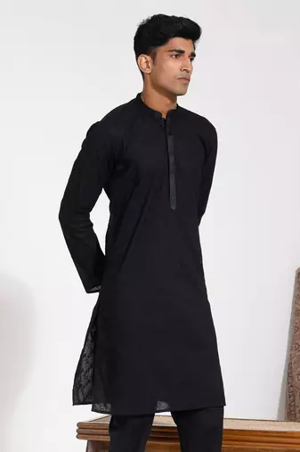 Black Cotton Kurta