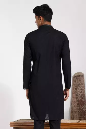 Black Cotton Kurta
