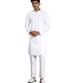 White Cotton Kurta Pyjama Set