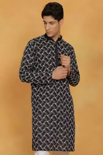 Black Cotton Kurta