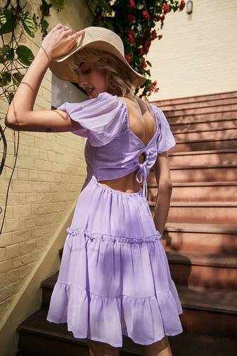 Lavender Sweetheart Neck Short Skater Dress