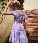 Lavender Sweetheart Neck Short Skater Dress