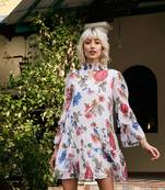 White Chiffon Floral Choker Dress