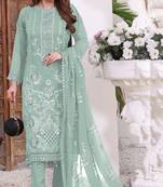 Light sea green color embroideried faux georgette semi stitched salwar suit